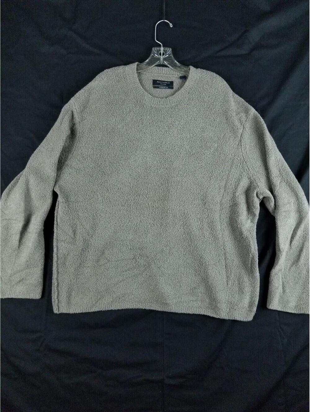Allsaints Men's XXL Eamont Crew Cotton Blend Oversized Sweater Taupe Brown 2XL